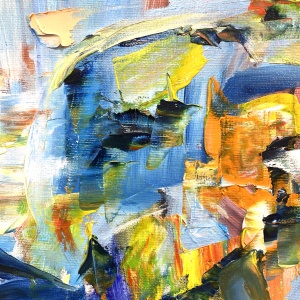 Pictura abstracta: "Andrada a adormit la apus în câmpul de grâu" ( Andrada fell asleep at sunset in the wheat field ) 50×70 cm, ulei pe carton “ oil on cartoon - Img 7