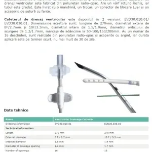 Set de drenaj ventricular extern cu placă și clemă Enlife