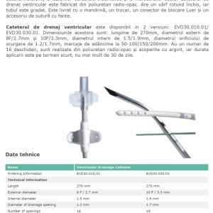 Set de drenaj ventricular extern cu placă și clemă Enlife