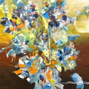 Abstract painting - Flowers for Inesimone, 50x60 cm oil on canvas
