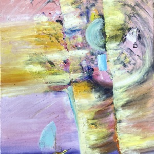 Picturta abstracta: " “Turkish delight under Bosphorus Bridge”, 50x70 cm, ulei pe pânză (oil on canvas)
