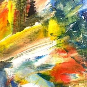Pictura abstracta: "Andrada a adormit la apus în câmpul de grâu" ( Andrada fell asleep at sunset in the wheat field ) 50×70 cm, ulei pe carton “ oil on cartoon - Img 5
