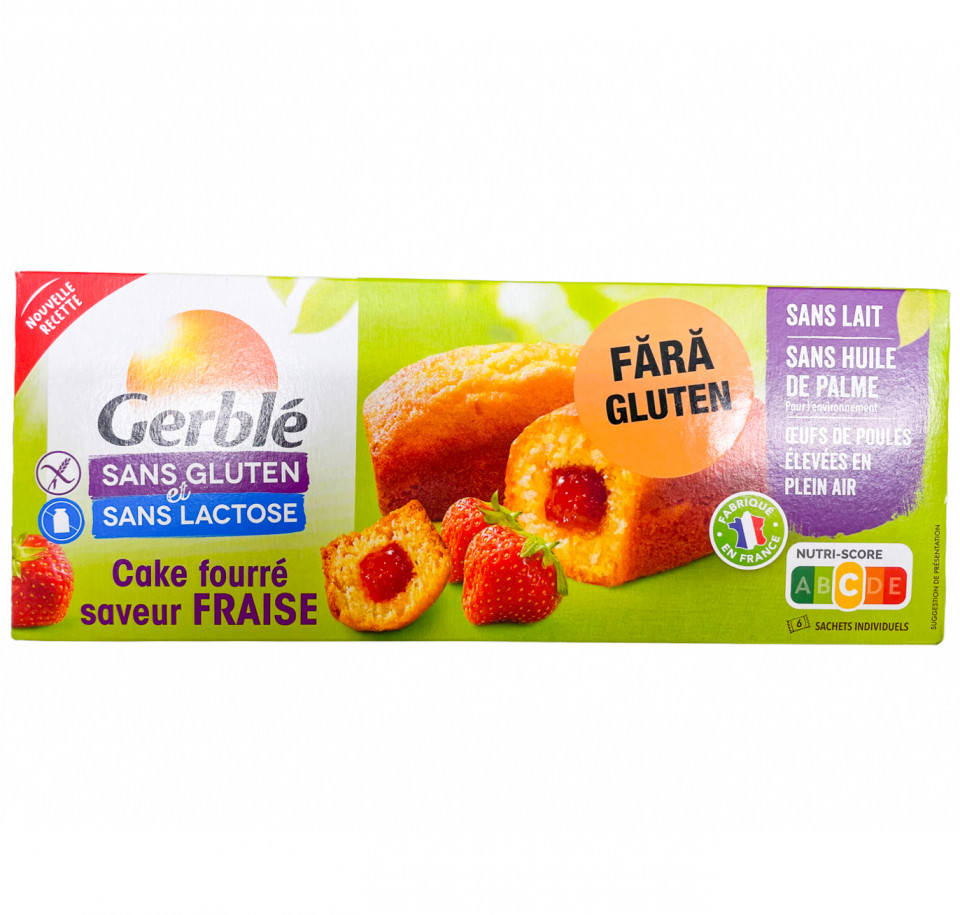 Gerblé Sans Gluten & Sans Lactose, Cake Fourré Saveur Fraise, Sans