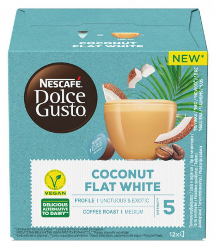 Bat premium virgin Nescafe Dolce Gusto Coconut Flat White Cafea Capsule Vegan 116.4g