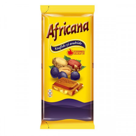 Africana Tableta cu Arahide si Stafide 90g