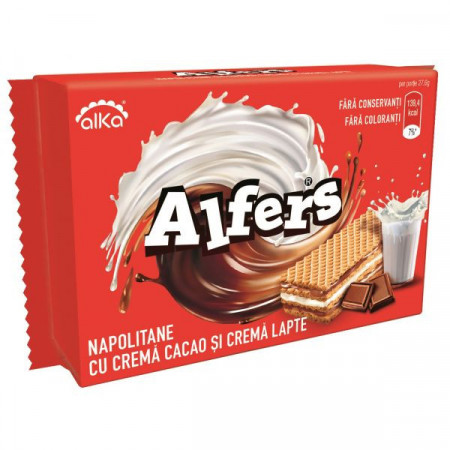 Alka Alfers Napolitane cu Crema de Cacao si Crema de Lapte 170g