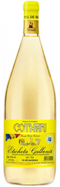 Cotnari Eticheta Galbena Vin Alb Demidulce 11% Alcool 1.5L