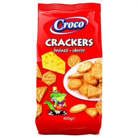 Croco Crackers Biscuiti Aperitiv cu Aroma de Branza 400g
