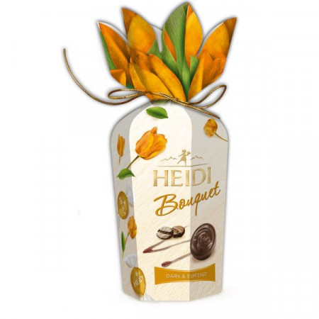 Heidi Bouquet Praline din Ciocolata Amaruie cu 39% Umplutura cu Cacao si Cafea 120g