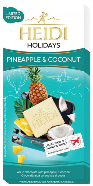 Heidi Holidays Pineapple & Coconut Ciocolata Alba cu Ananas si Cocos 80g
