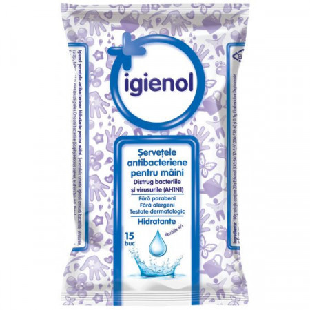 Igienol Servetele Antibacteriene pentru Maini 15bucati