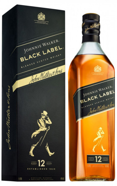 Johnnie Walker Black Label Whisky 12 Ani 40% Alcool 1L