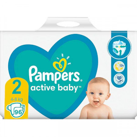 Pampers Active Baby Marimea 2 Scutece pentru Copii 4-8kg 96bucati