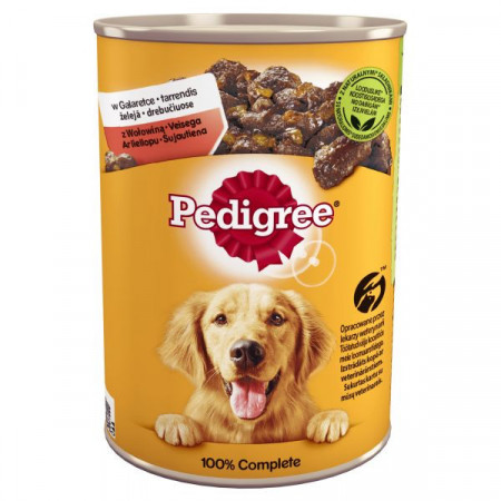 Pedigree Conserva cu Hrana Umeda pentru Caini Adulti cu Vita in Aspic 1.2kg