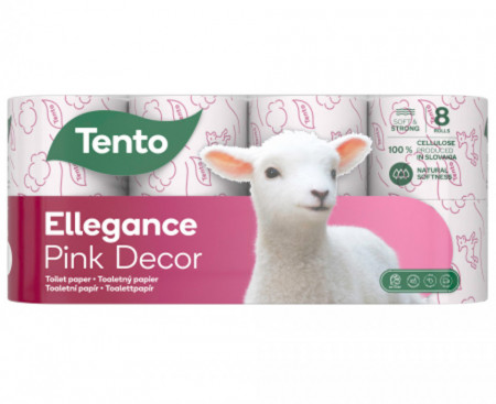 Tento Ellegance Pink Decor Hartie Igienica 3 Straturi 8 Role