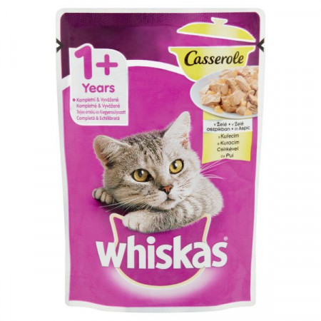 Whiskas Casserole Hrana Umeda pentru Pisici Adulte 1+ cu Carne de Pui 85g