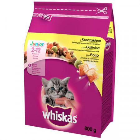 Whiskas Hrana Uscata pentru Pisici Adulte 1+ cu Carne de Pui 800g