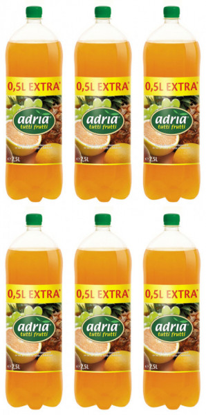 Adria Tutti Frutti Bautura Racoritoare Carbogazoasa cu Suc de Fructe 6 buc x 2.5L la Pret de 2L