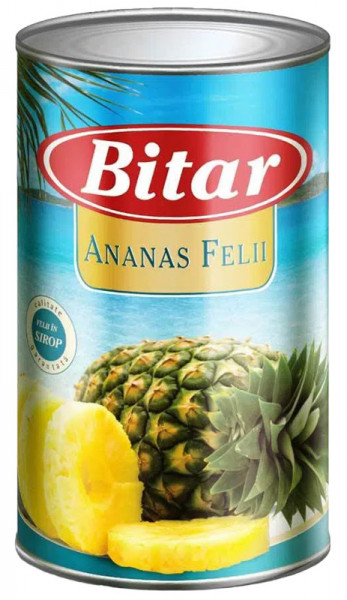 Bittar Ananas Felii in Sirop Slab Indulcit 565g