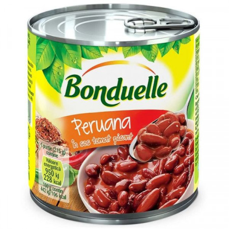 Bonduelle Peruana Fasole Rosie Boabe in Sos Tomat Picant 430g