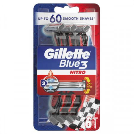 Gillette Blue 3 Nitro Aparat de Ras de Unica Folosinta 6bucati