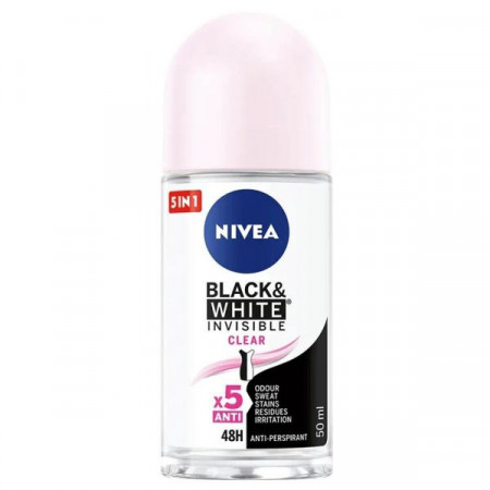 Nivea Black&White Invisible Clear Deodorant Roll-On 50ml