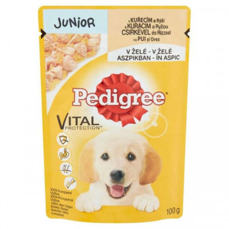 Pedigree Vital Protection Hrana Umeda pentru Caini Junior cu Carne de Pui si Orez in Aspic 100g