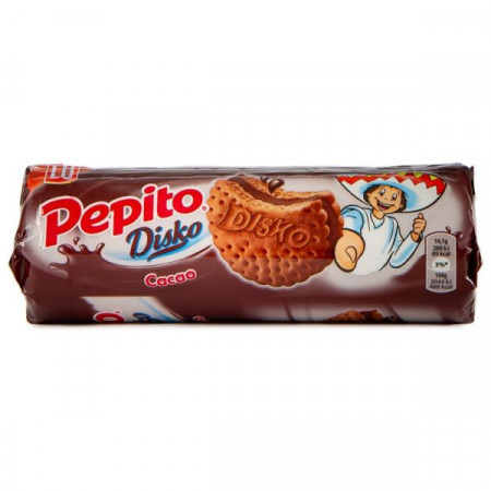 Pepito Disko Biscuiti cu Cacao umpluti cu Crema de Cacao 169g