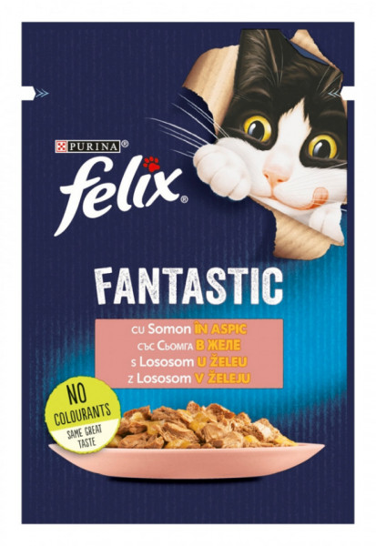 Purina Felix Fantastic Hrana Completa pentru Pisici Adulte cu Somon in Aspic 85g