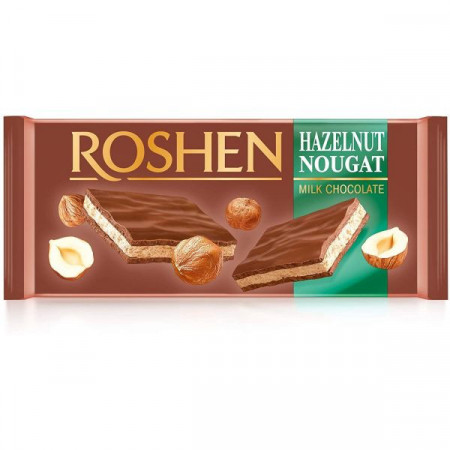 Roshen Tableta Ciocolata cu Lapte Nuga de Alune 90g