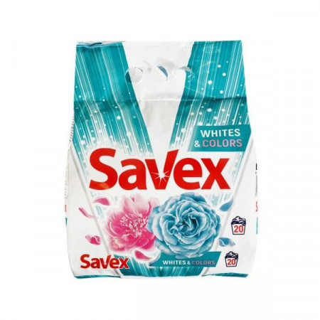 Savex Detergent de Rufe Pudra Automat Whites & Colors pentru 20 Spalari 2kg