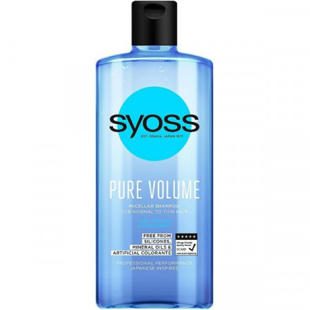 Syoss Pure Volume Sampon Micelar pentru Par Normal spre Subtire 440ml