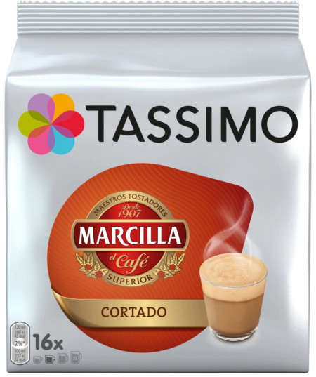 Tassimo Marcilla Cortado Bautura Pudra Preparata cu Cafea Solubila si Lapte Praf Degresat 184g
