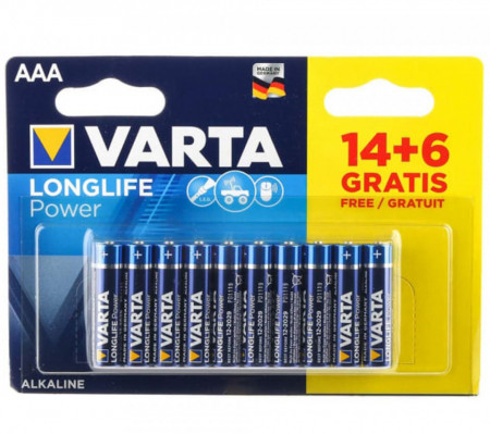 Varta Baterii Alkaline Long Life Power AAA LR03 14+6 Gratis