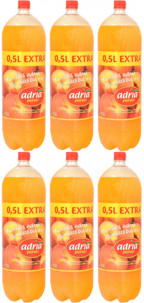 Adria Piersici Bautura Racoritoare Carbogazoasa cu Suc de Piersici 6 buc x 2.5L la Pret de 2L