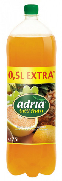Adria Tutti Frutti Bautura Racoritoare Carbogazoasa cu Suc de Fructe 2.5L la Pret de 2L