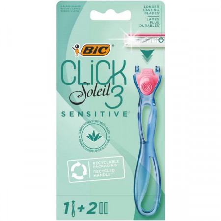 Bic Soleil Click 3 Sensitive Aparat de Ras cu 2 Rezerve