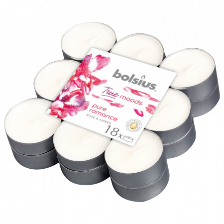 Bolsius Set 18 Lumanari Parfumate Tip Pastile cu Aroma de Trandafir si Chihlimbar