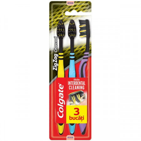 Colgate Zig Zag Charcoal Periuta de Dinti 3bucati