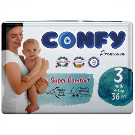 Confy Premium Super Comfort Marimea 3 Scutece pentru Copii 4-9kg 36bucati