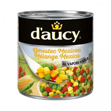 D’Aucy Amestec de Porumb Dulce Boabe cu Mazare Verde si Ardei Rosu ambalat in Vid 150g
