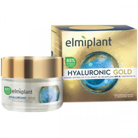 Elmiplant Hyaluronic Gold Crema Antirid de Zi cu Efect de Reumplere SPF10 50ml