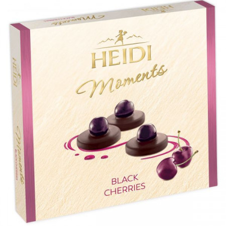Heidi Moments Praline din Ciocolata Amaruie cu Umplutura de Cirese Confiate 150g