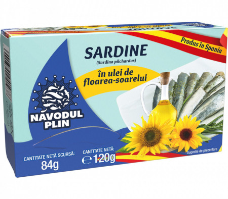 Navodul Plin Sardine in Ulei de Floarea Soarelui 120g