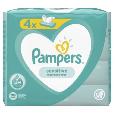 Pampers Sensitive Fragrance Servetele Umede 52bucati x 4pachete