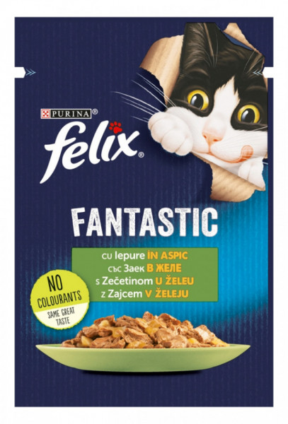 Purina Felix Fantastic Hrana Completa pentru Pisici Adulte cu Iepure in Aspic 85g