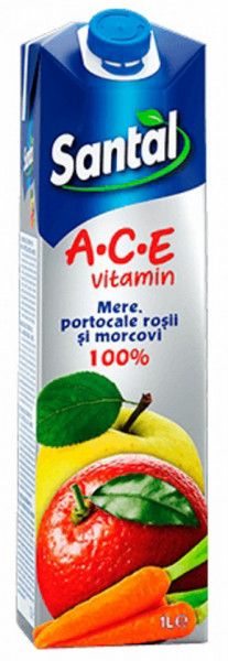 Santal Ace Vitamin 100% de Mere Portocale Rosii si Morcovi 1L