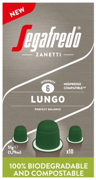 Segafredo Lungo Capsule Compostabile Industrial Biodegradabile pentru Aparate de Cafea 10 capsule 51g