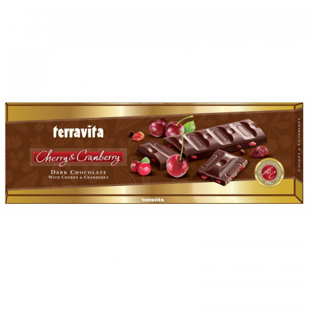 Terravita Ciocolata cu Bucati de Merisoare si Visini 225g