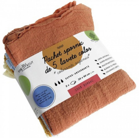 Tottex Pachet Spornic de 5 Lavete Color din Bumbac 35x60cm